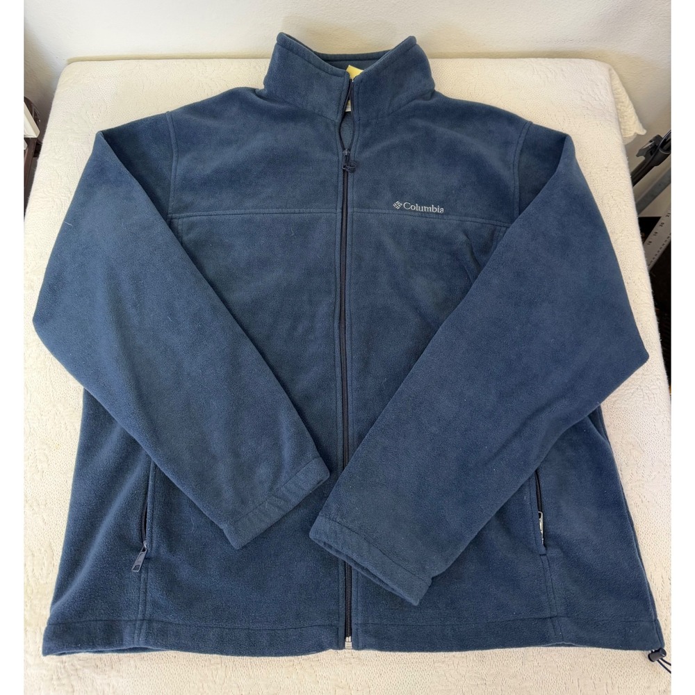 Columbia Mens XXL Full Zip Fleece Jacket Navy Blue Steens Mountain Softshell